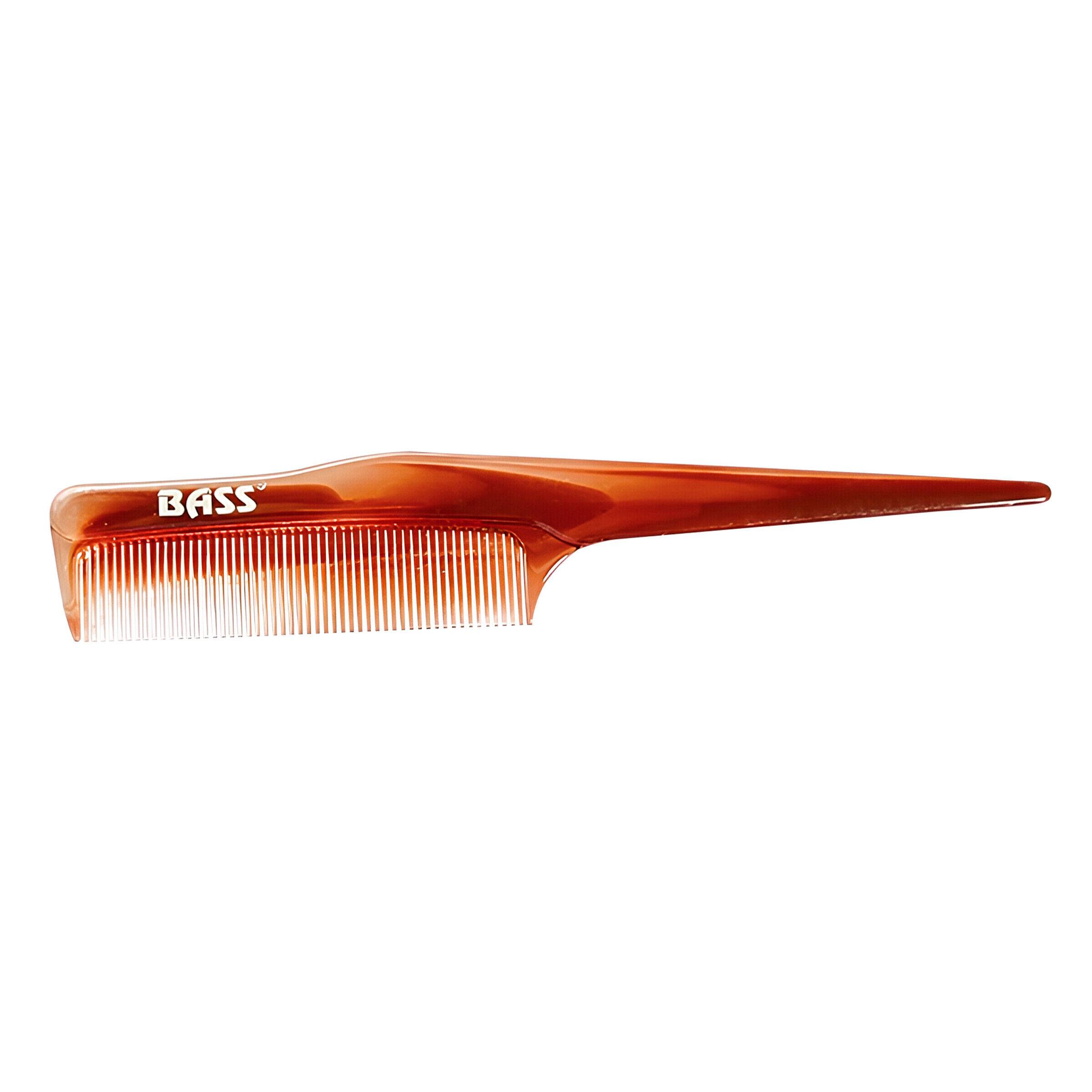 Tortoise Shell Finish Grooming Comb  Fine Tooth with Long Tail Handle
