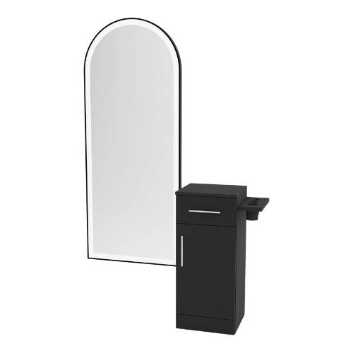 Free Standing Styling Station with Side-Mount Appliance Holder