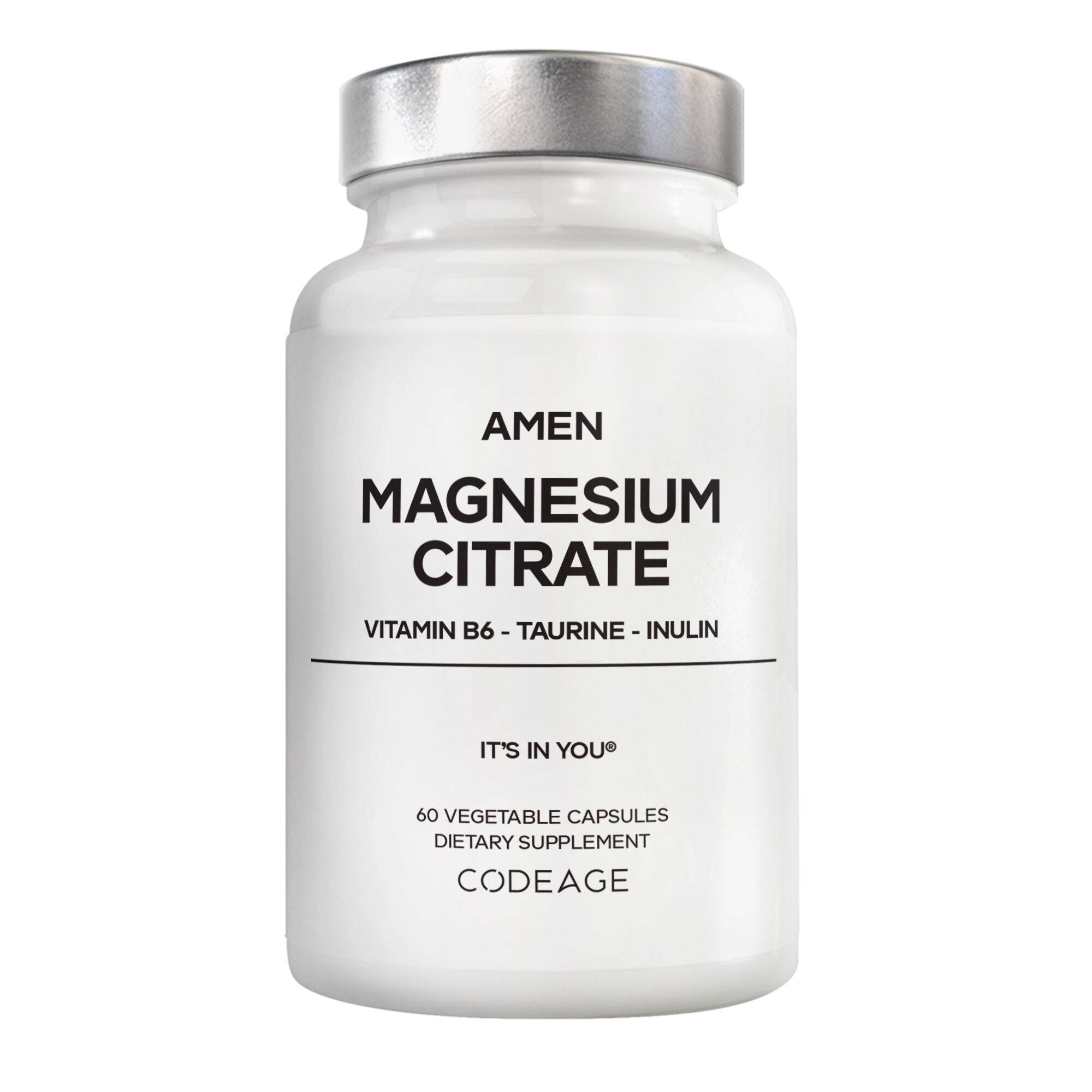 Amen Magnesium Citrate Supplement - Vitamin B6 P5P, Taurine, Inulin