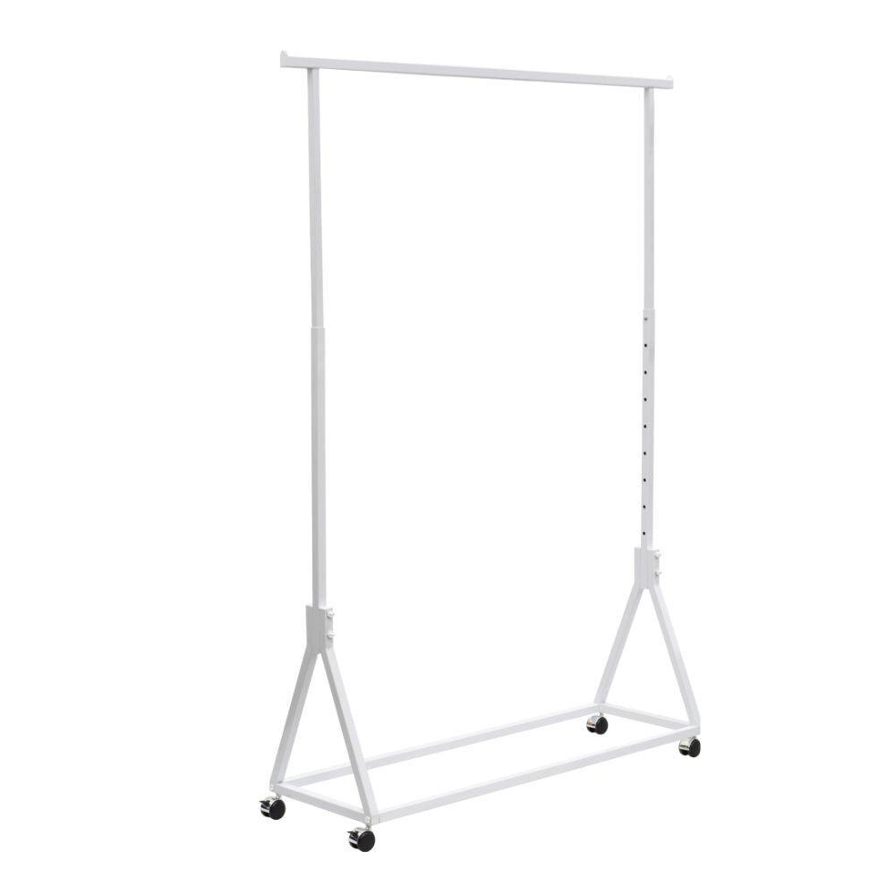 White Mobile Single Rail Retail Clothing Rack