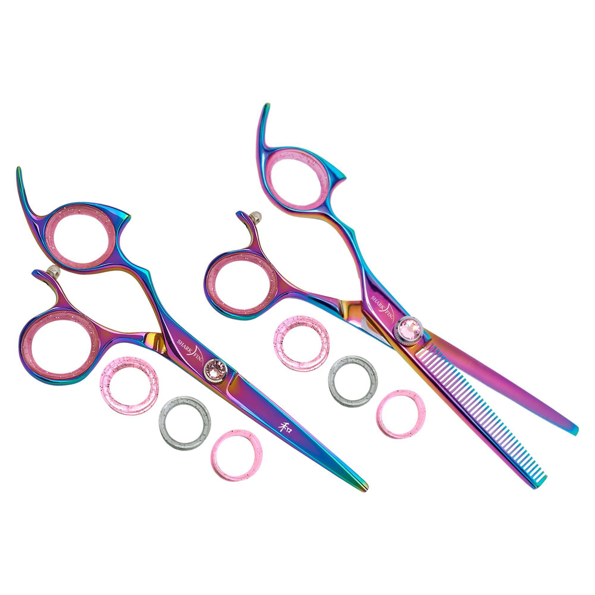 Left Hand 40 Tooth Blender Rainbow Titanium + Cutting Shear Set