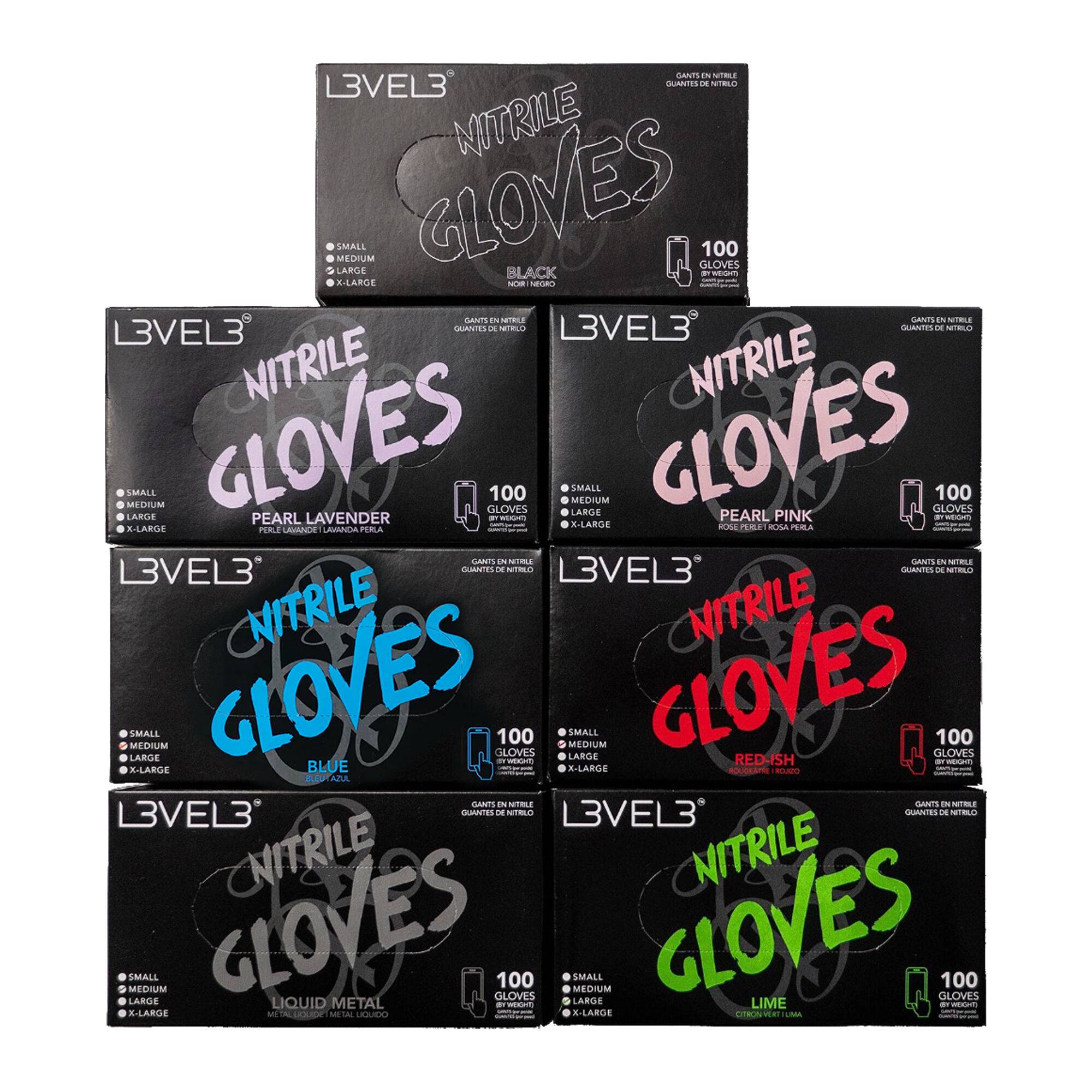 Nitrile Gloves Bundle - 7 Pack Assorted Colors