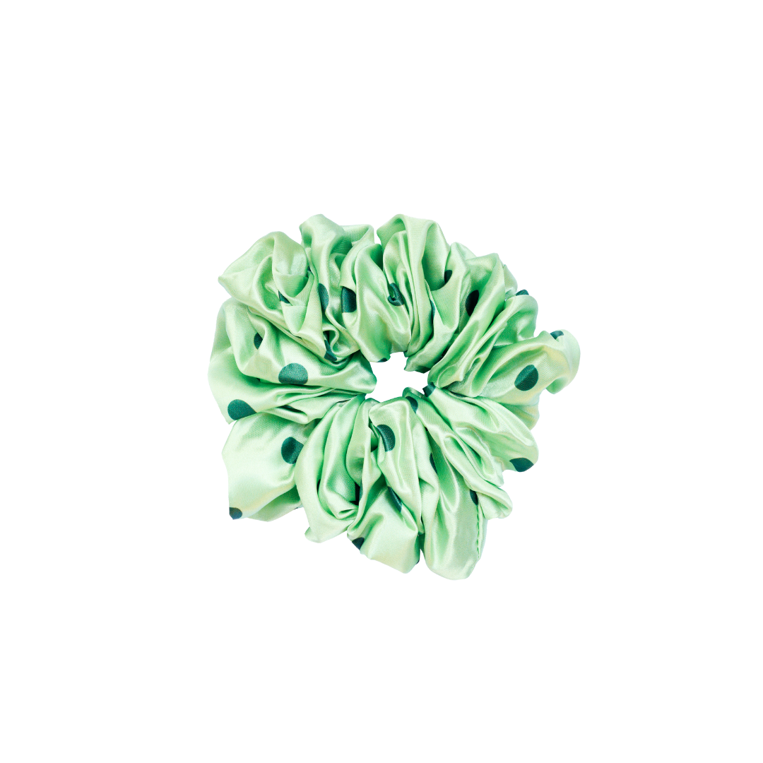 Oversized Scrunchie Pretty Pastels - Sage Polka-Dots