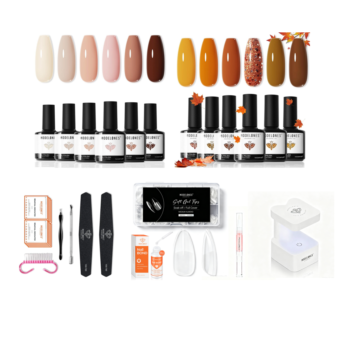 Professional Press-On Nail Tips Trial Kit with Free Portable Mini Lamp