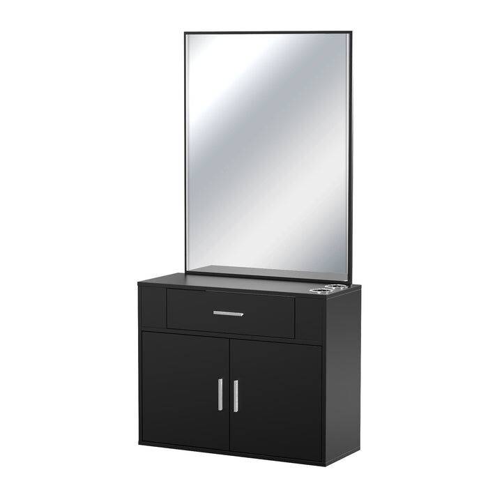 Wall Mount Salon Storage Station with Mirror