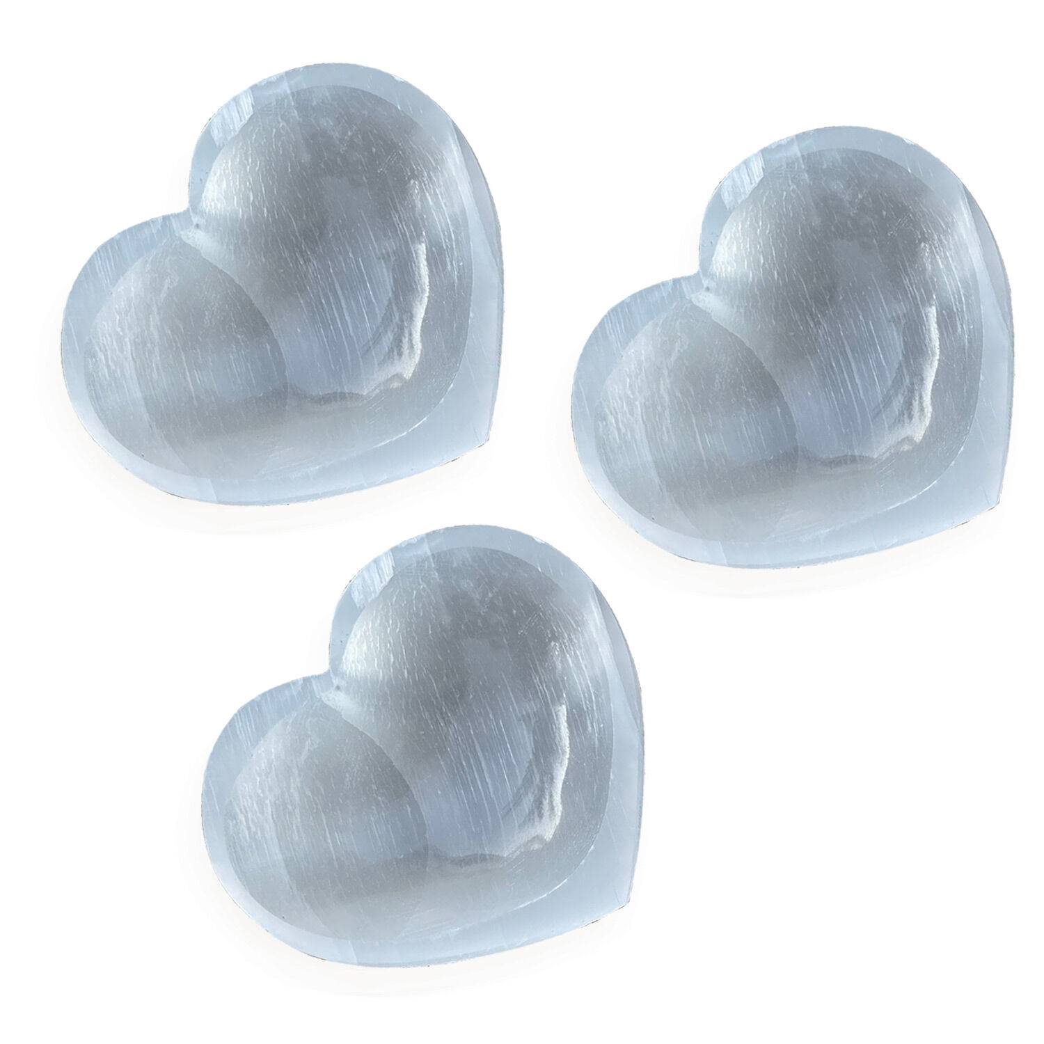 Himalayan Glow Selenite Heart Stone &ndash; Healing Crystal, 3 Pack