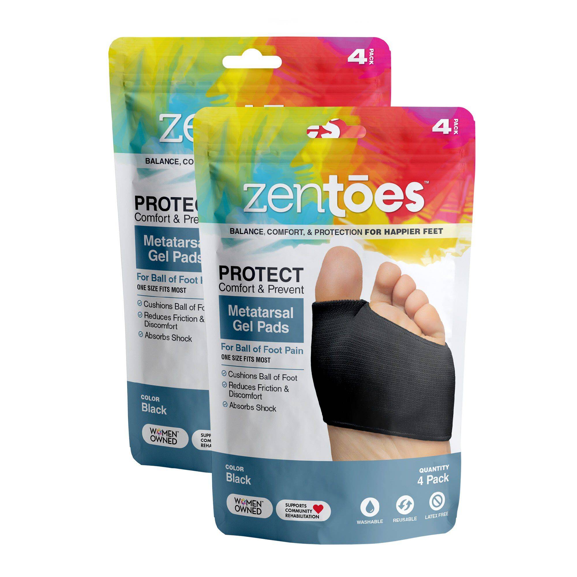 ZenToes Metatarsal Gel Pads in Fabric Sleeves