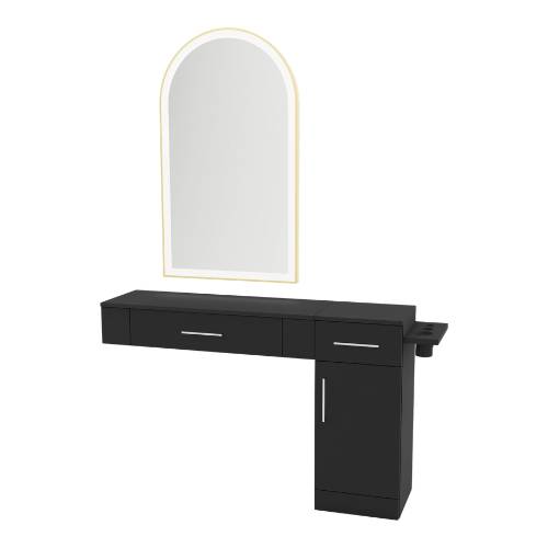 Wall Mount Styling Station with Side-Mount Appliance Holder