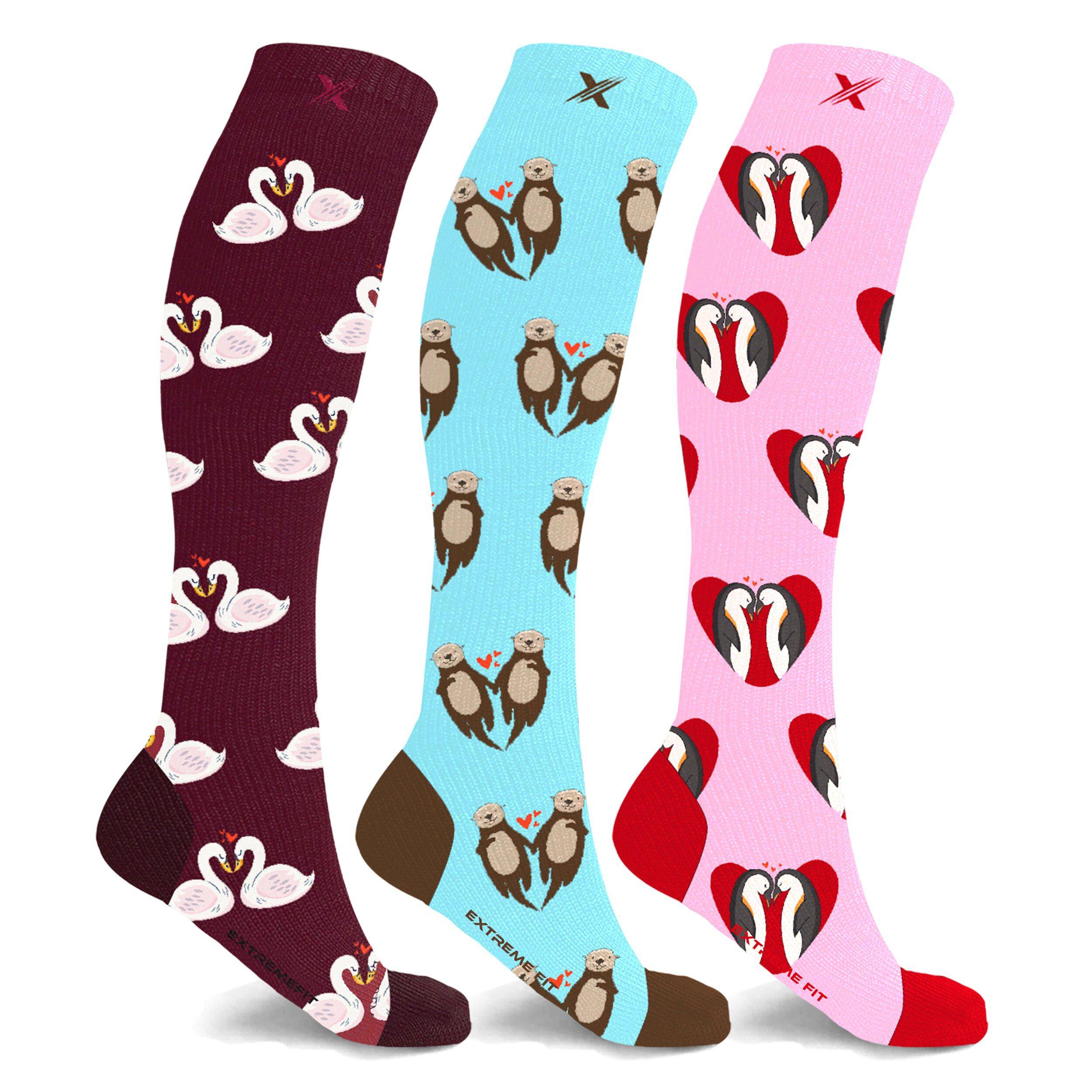 3-Pairs: Fun and Love All Day Wear Relax Comfortable Compression Socks