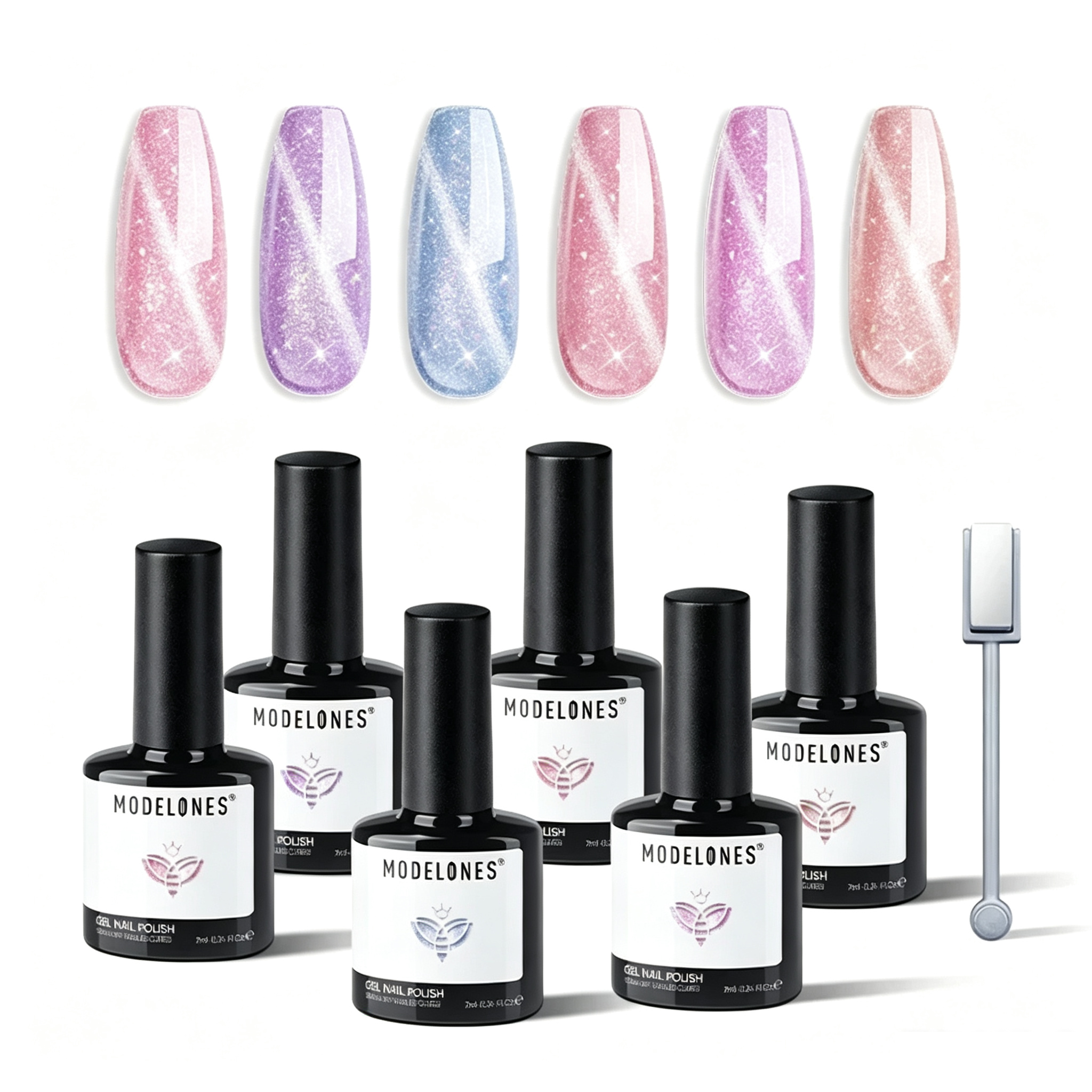 Magnetic Cat Eye 6 Shades Gel Polish Collection - Holo Rainbow