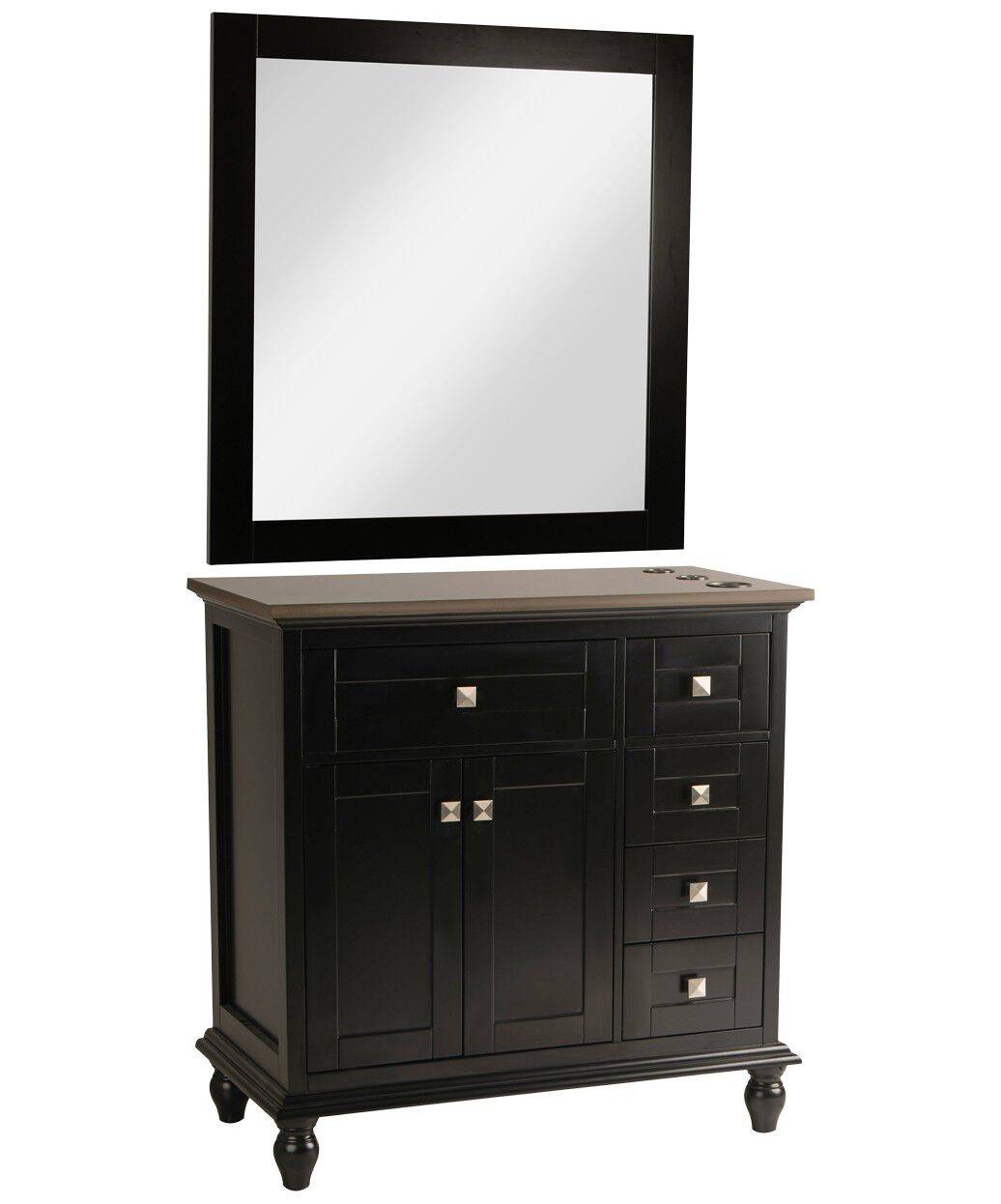Madison 36" Black Vanity Styling Station & Mirror
