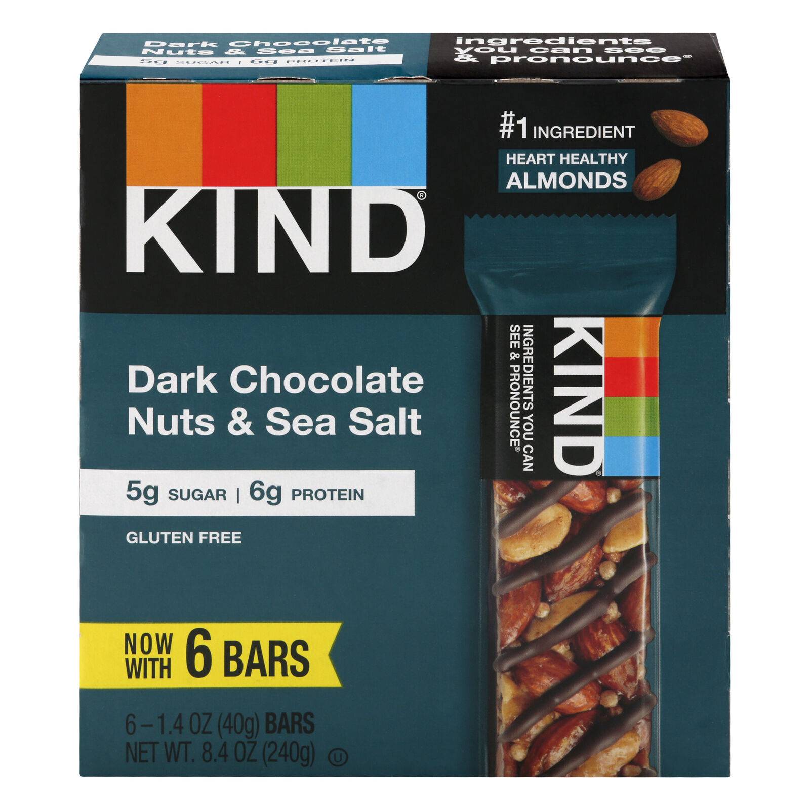 Dark Chocolate Nuts & Sea Salt Bar - Case Of 10, 6 Bars At 1.4 Oz