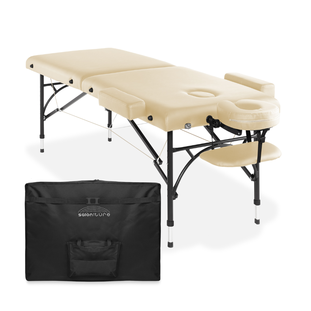 Portable Massage Table - Tilt Backrest Aluminum Legs Carrying Case