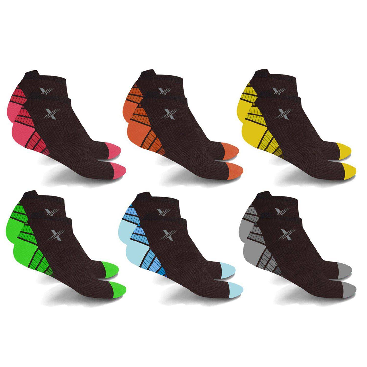 6-Pairs: Ankle-Length Graduated Compression Socks