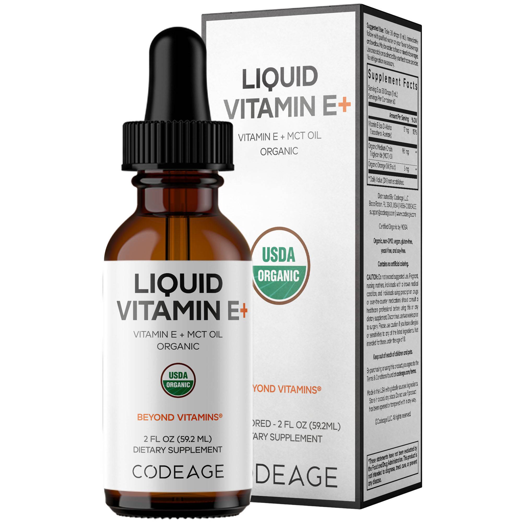 Liquid Vitamin E+ - USDA-Certified Organic Vitamin E - Orange Fruit