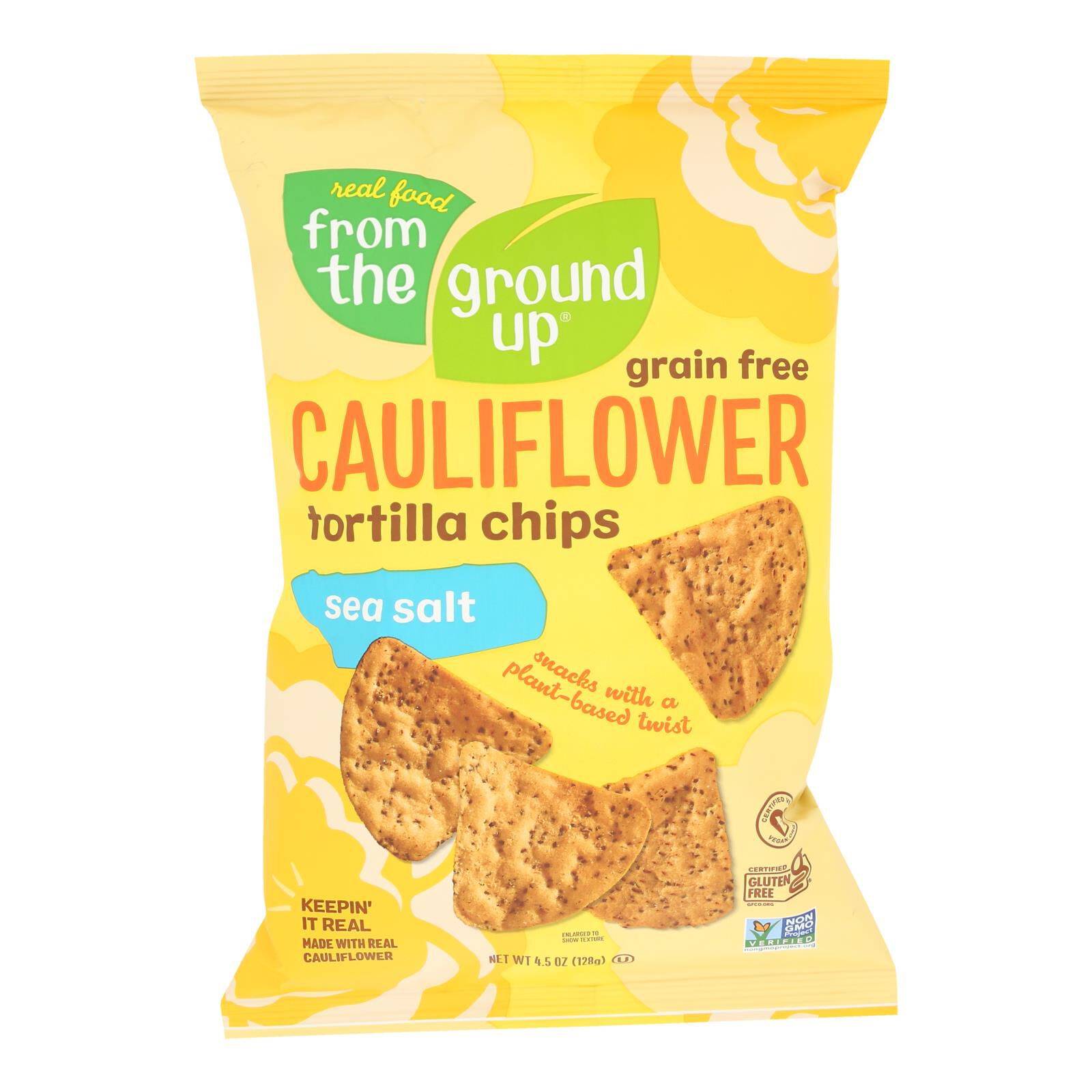 Cauliflower Tortilla Chips - Sea Salt - Case Of 12, 4.5 Oz