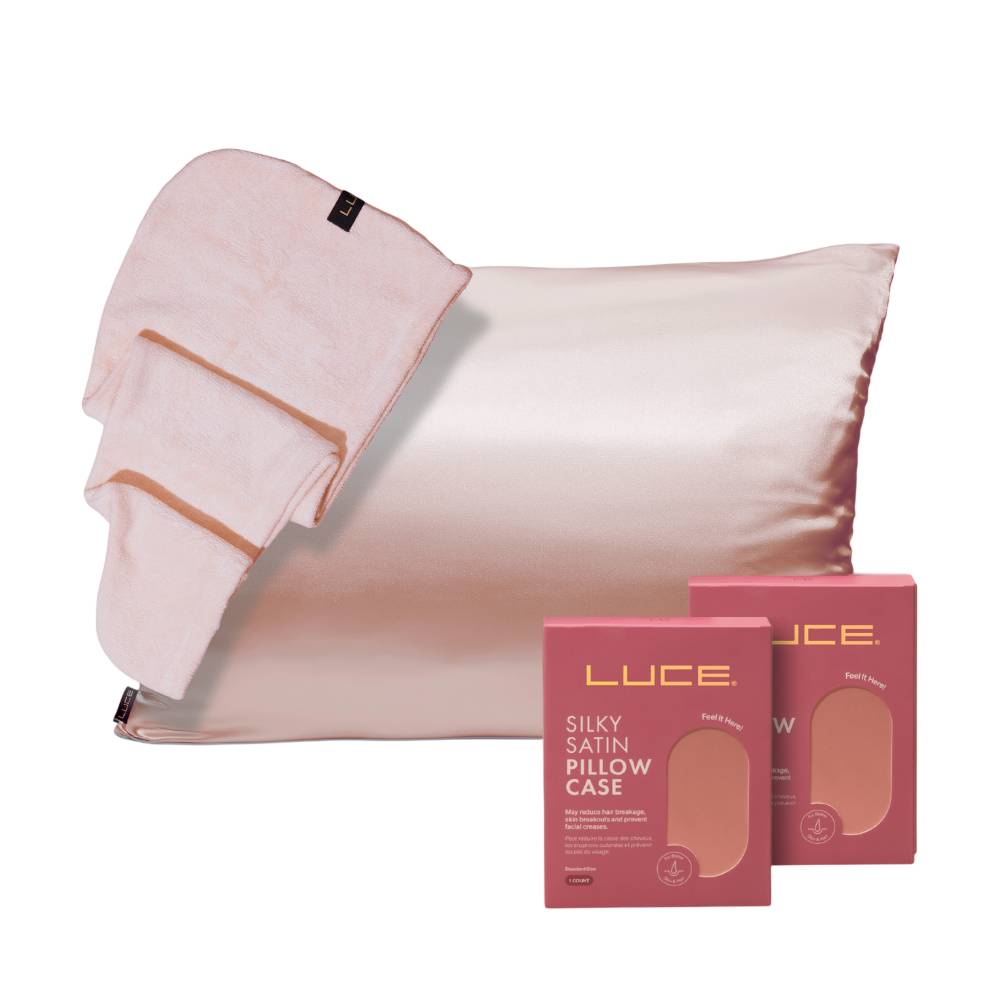 Silky Satin 2 Pillowcases & Hair Towel Wrap Bundle
