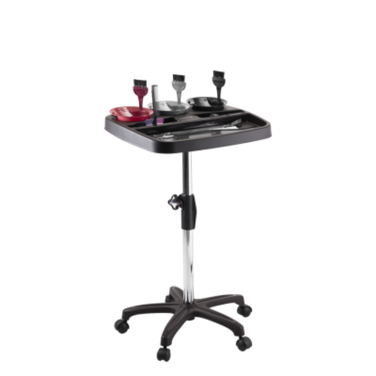 Multicolor Hair Color Trolley with 3 Bowls and Brushes Model 470
