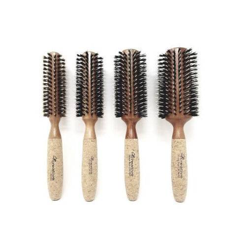 Eco-Friendly Birchwood and Cork Mixed Bristle Round Hair Brush-Set 4