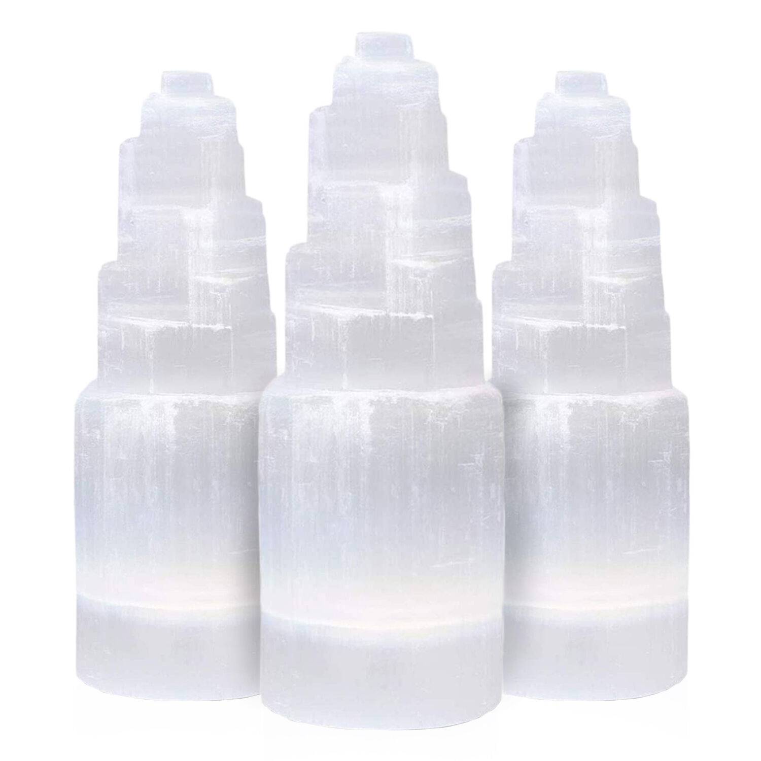 Himalayan Glow Selenite Skyscraper lamp - 3 Count