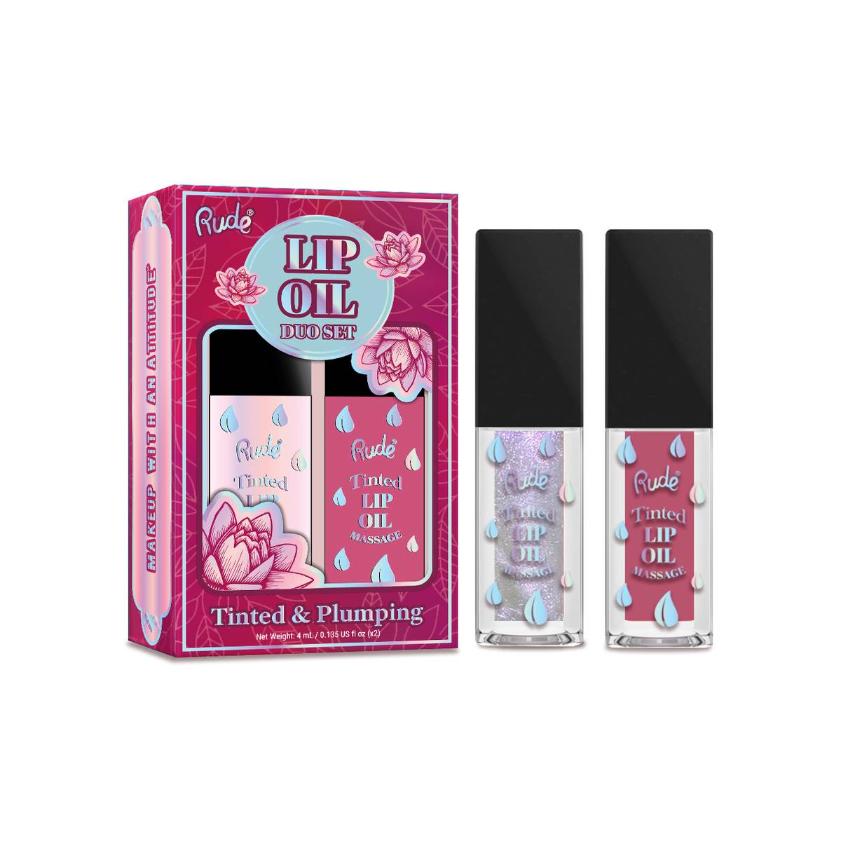 Lip Oil Massage Tinted & Plumping Lip Oil Duo Set
