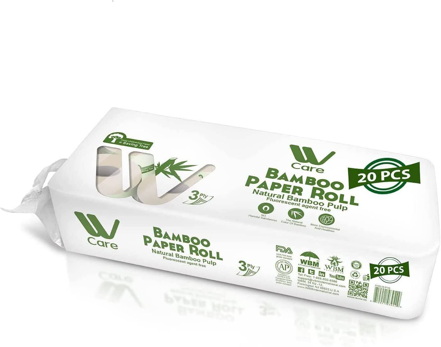 WBM Care Bamboo Toilet Paper For Sensitive Skin - 20 Count