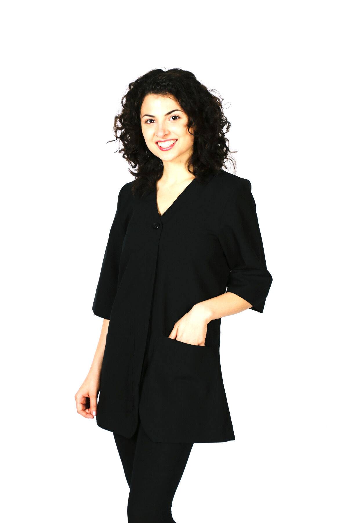 Judi Professional Smock, Stylist Jacket, Cosmetology Uniform, Black