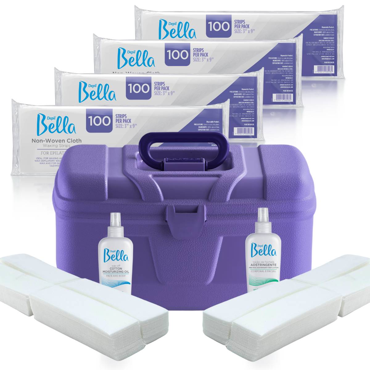4 Non-Woven Cloths, 400 Eyebrow Wax Strips, Pre-Wax Astringent