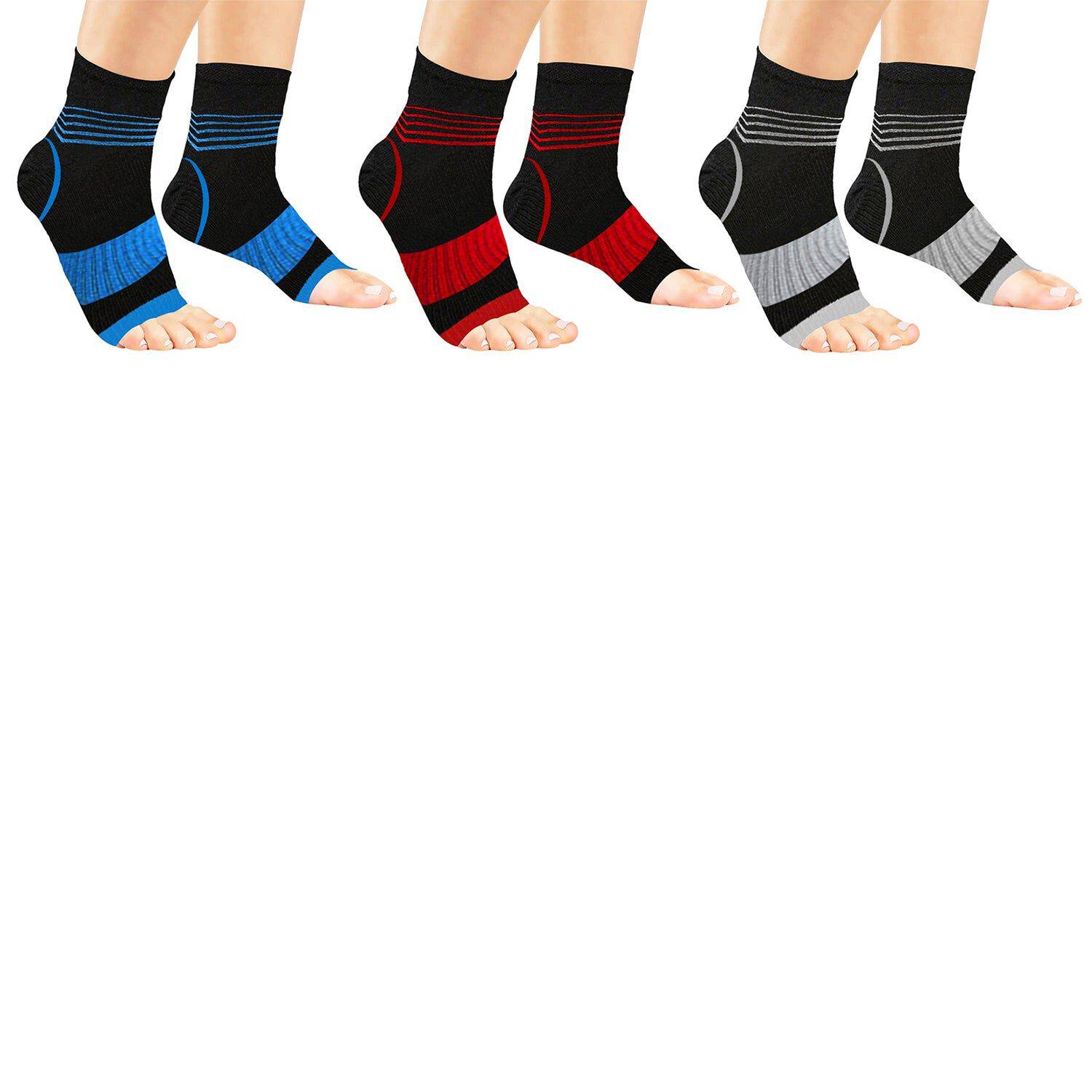 3-Pairs: Pain Relief Support Ankle Compression Recovery Sleeves