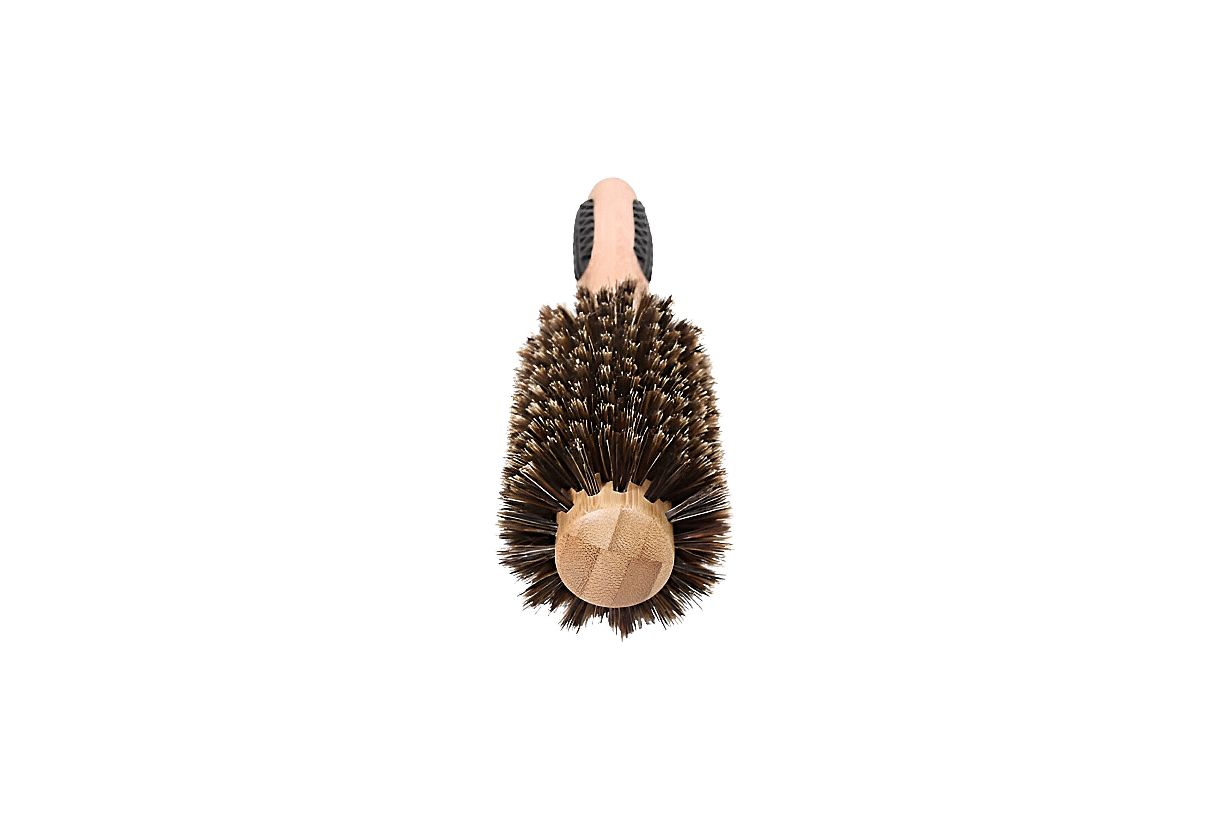 Straighten & Curl Round Natural Boar Bristles Bamboo Handle