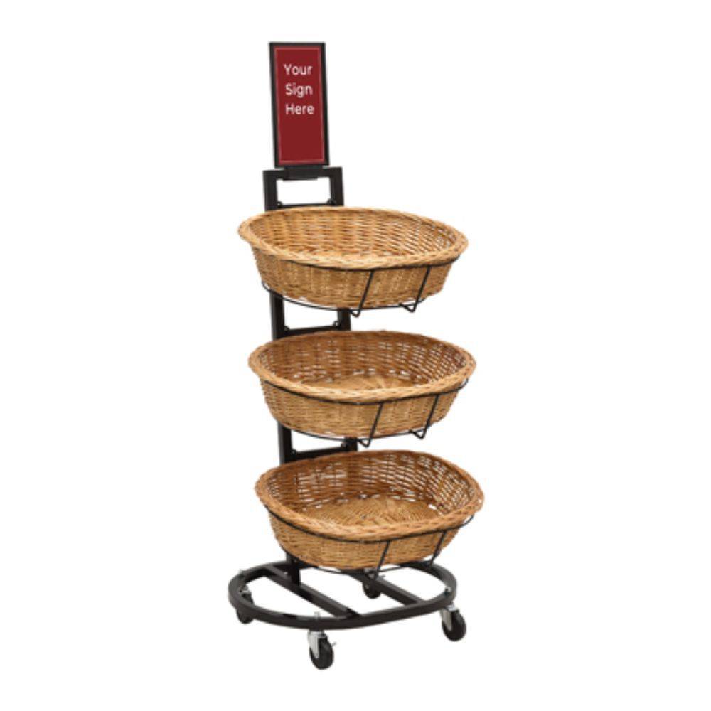 3-Tier Wicker Oval Basket Retail Display Merchandiser