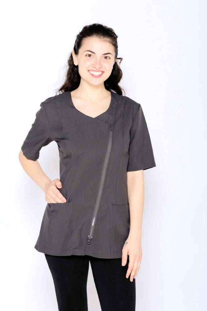 Iris Stylist Jacket, Cosmetology Uniform, Grey
