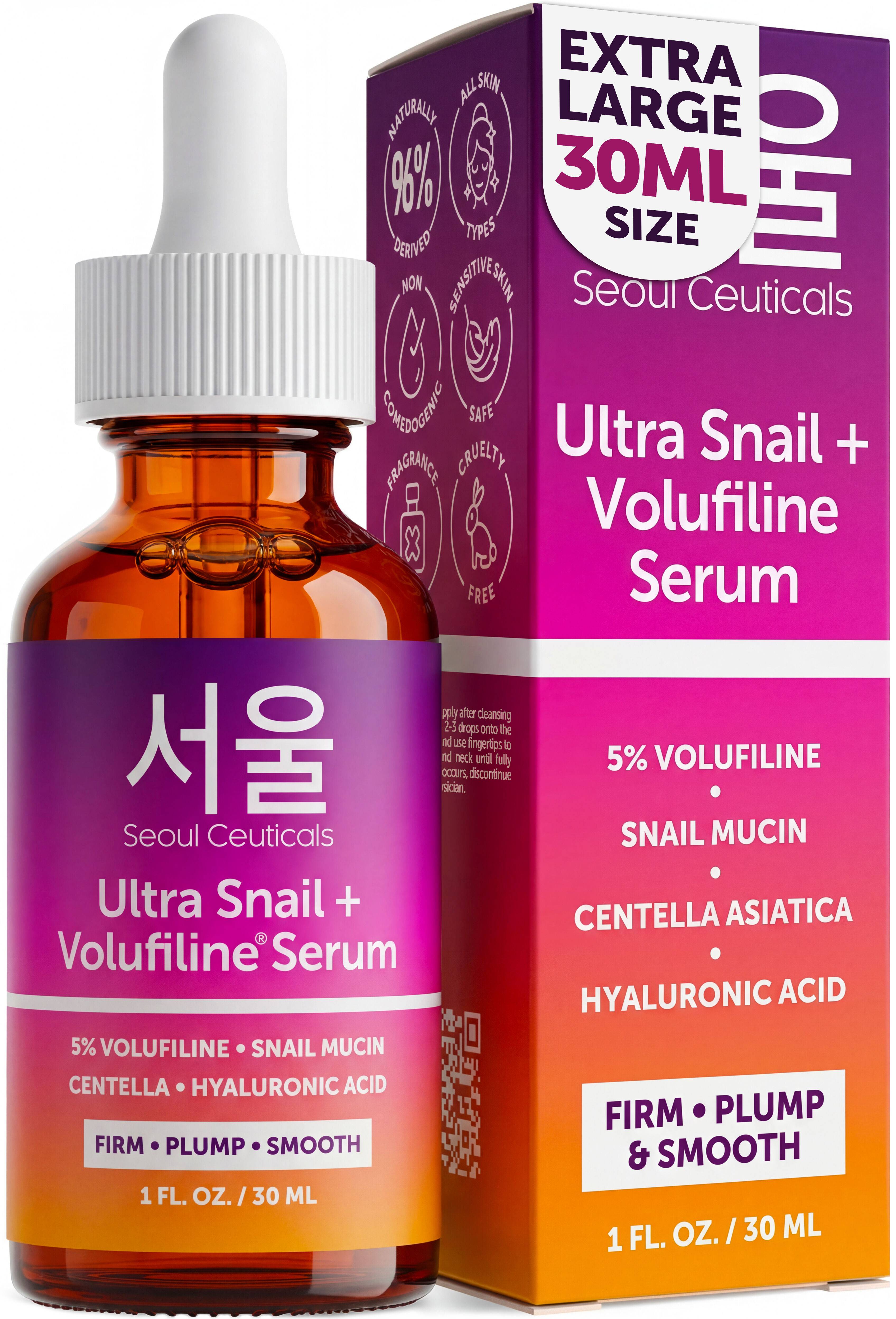 Korean Skincare Volufiline Snail Mucin Serum 1 oz