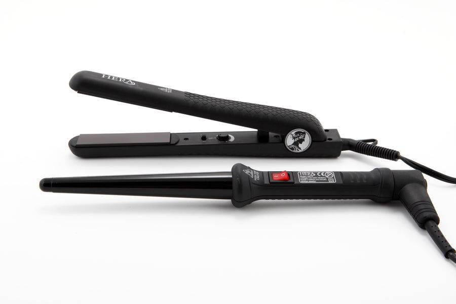 Curling Iron And Straightener Set in Black