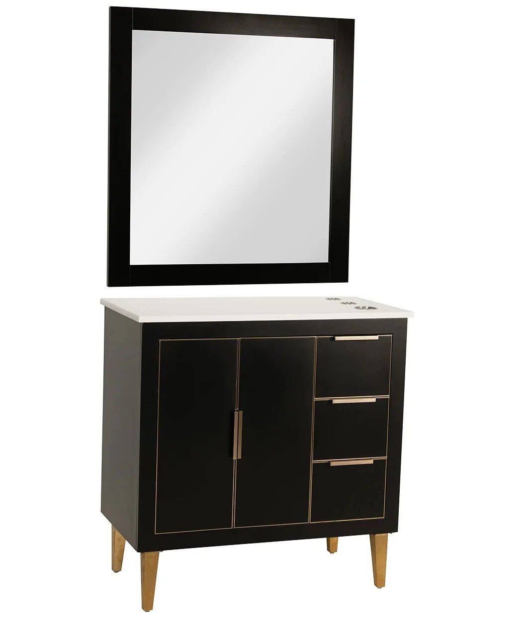 Omega 36" Black Vanity Station & Mirror