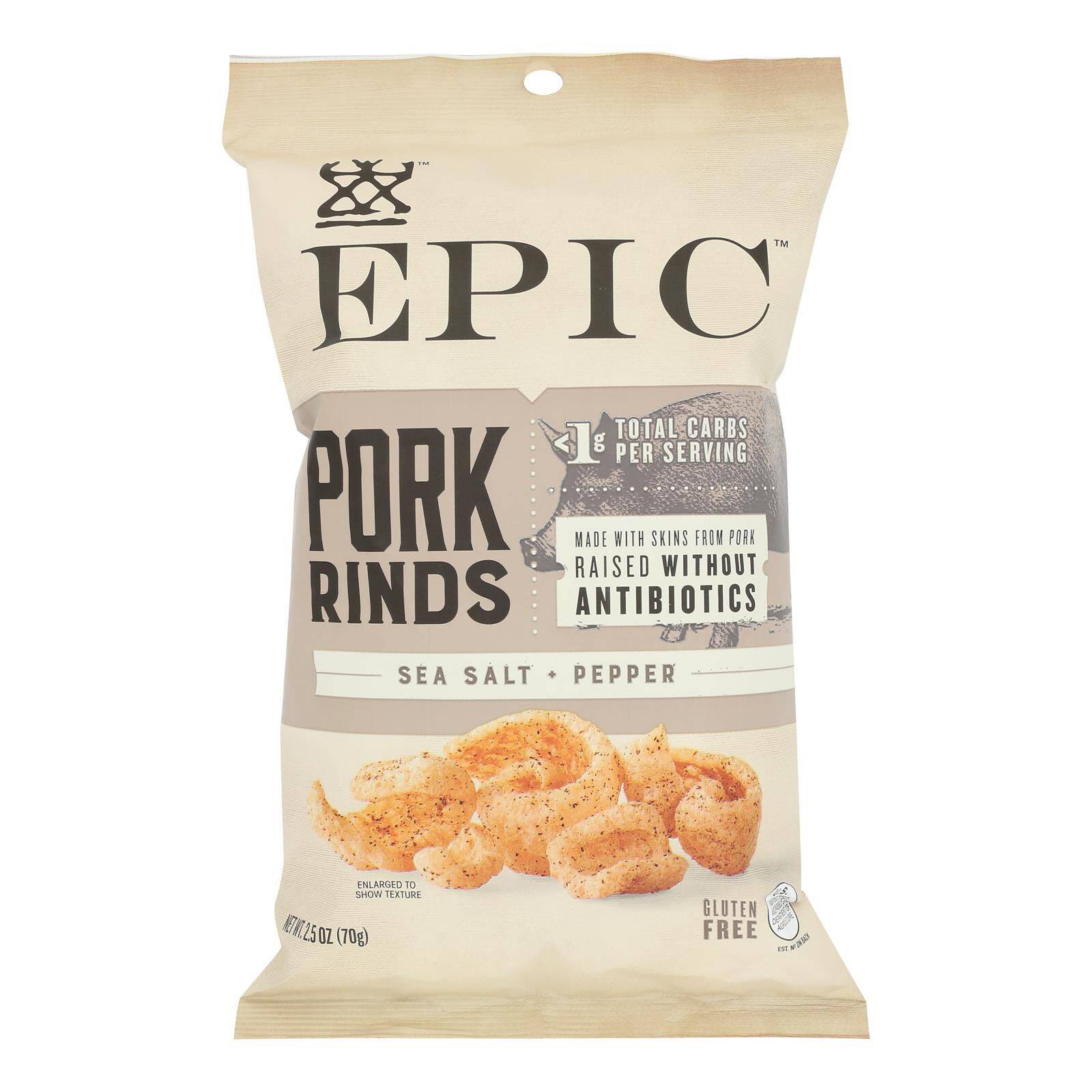 Sea Salt And Pepper Pork Rinds - Case Of 12, 2.5 Oz