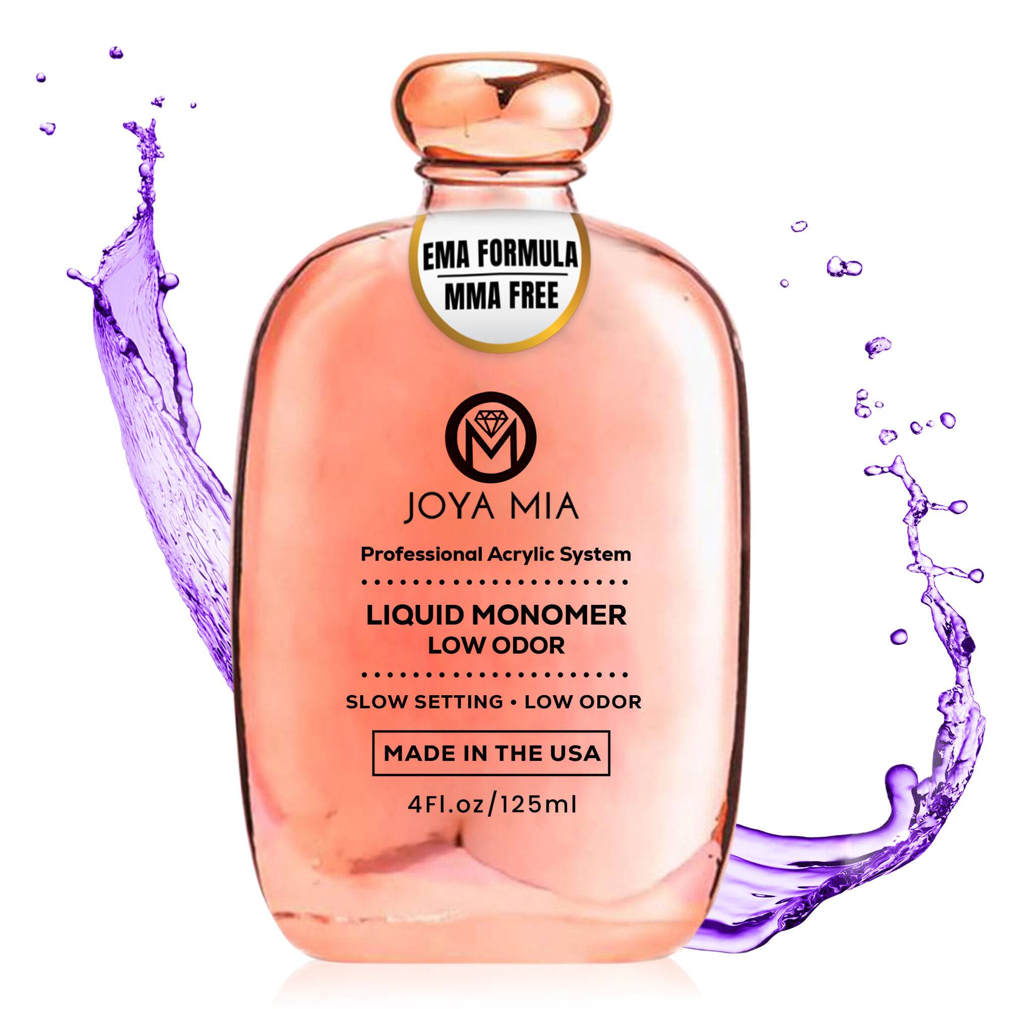 Low Odor Odorless Clean Acrylic Monomer Liquid - 4oz Rose Gold Bottle