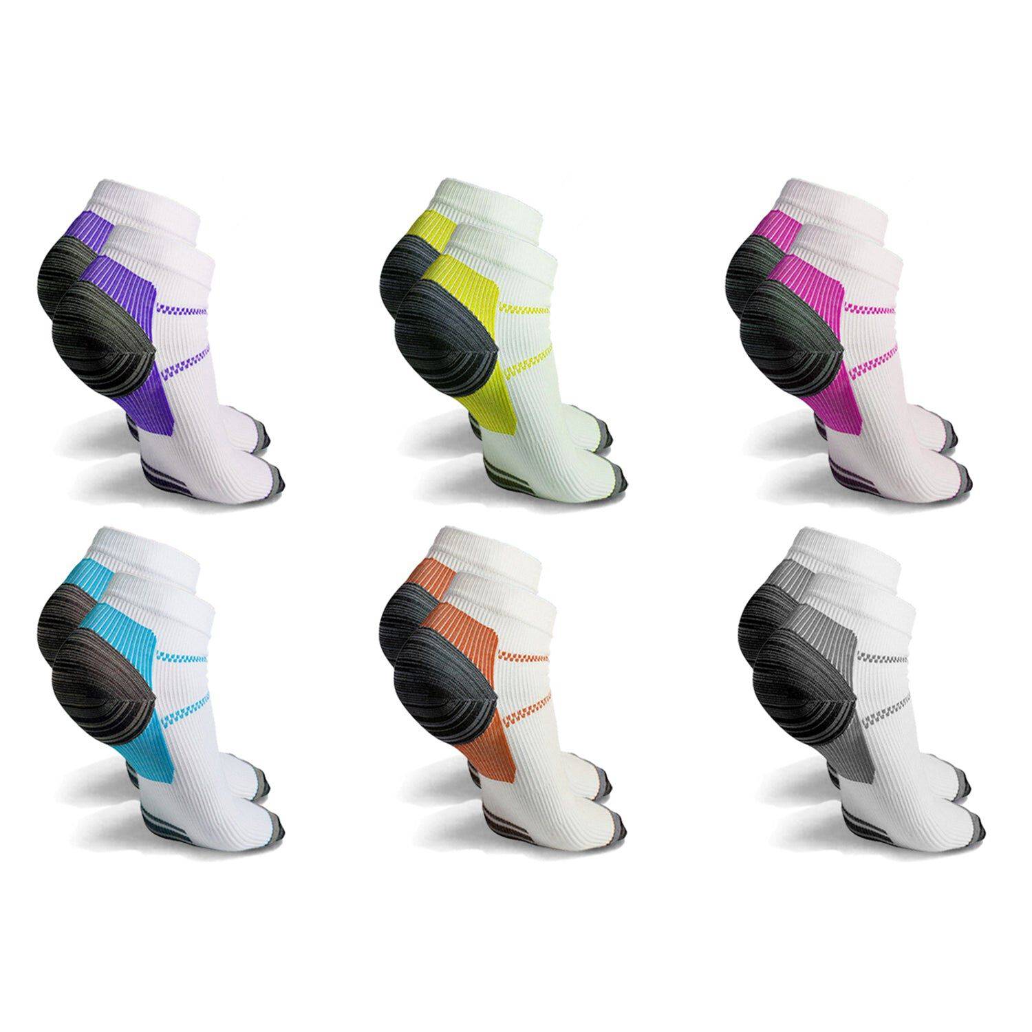 6-Pairs: High Energy Everyday Wear Ankle Compression Support Socks
