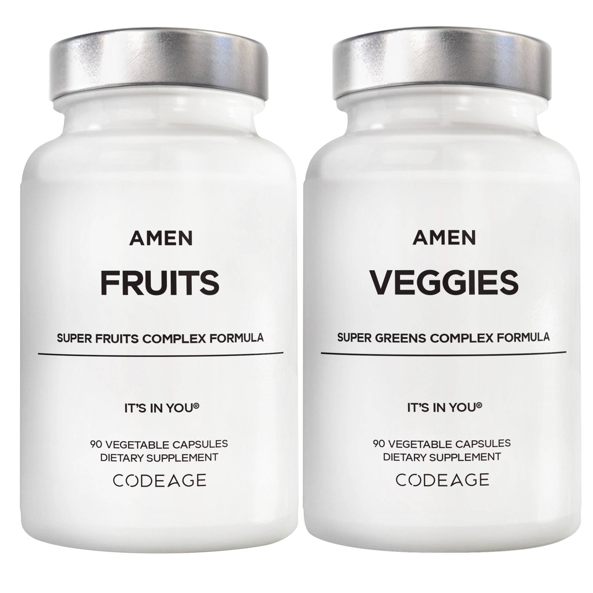 Amen Fruits+Veggies Vitamins Bundle Raw Whole Food Multivitamins Caps