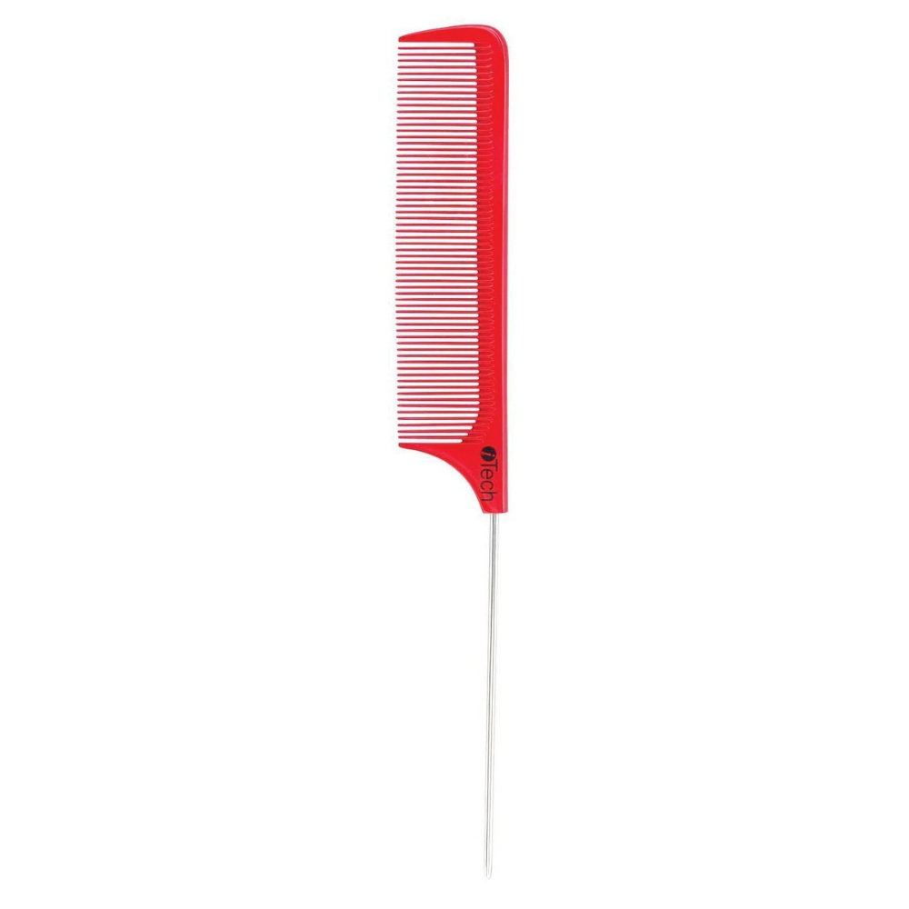 Red Ceramic Metal Rat Tail Comb