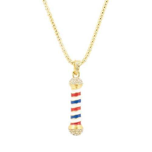 Rhinestone Barber Pole Necklace & Keychain