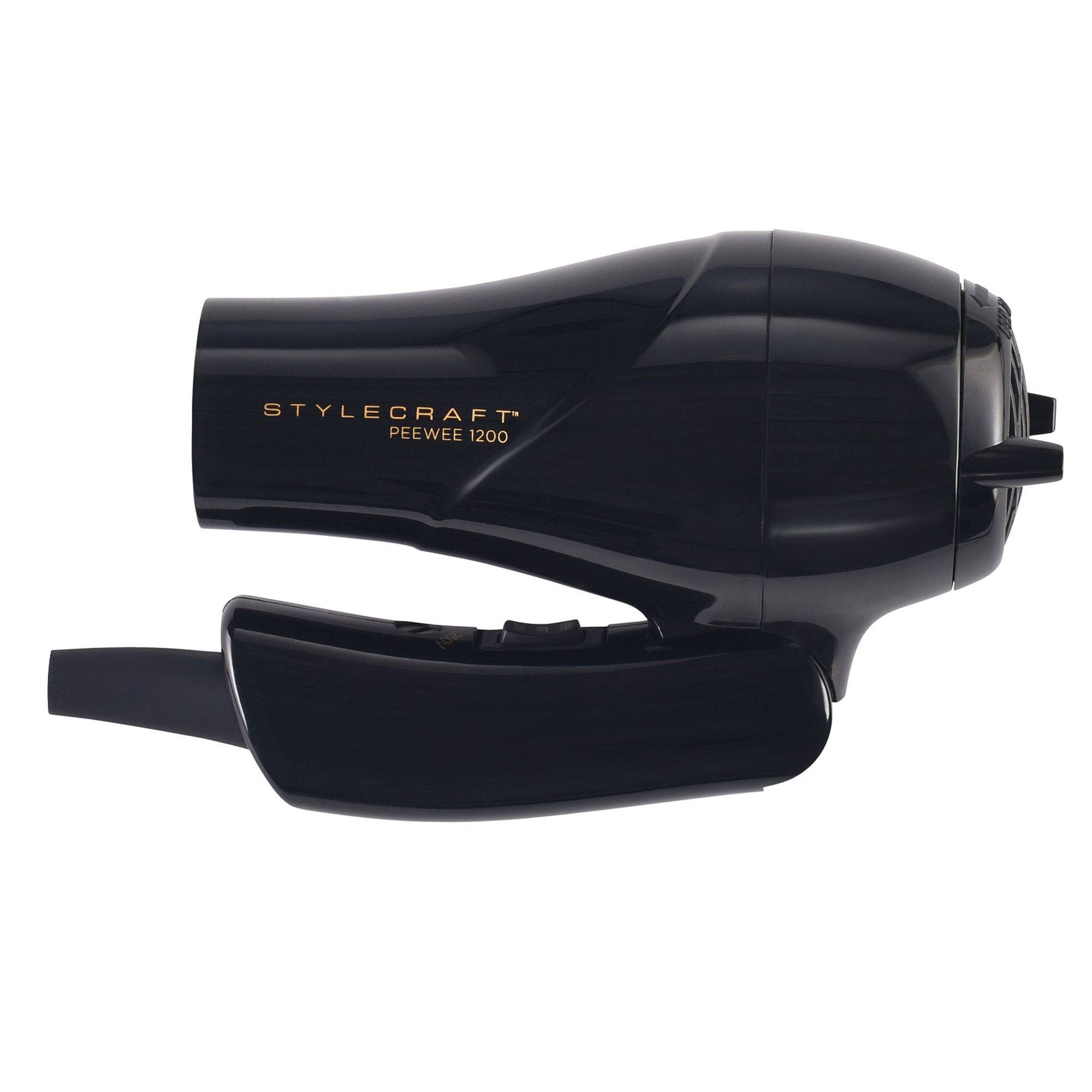 Peewee 1200 Folding Handle Compact Travel Hair Dryer Black