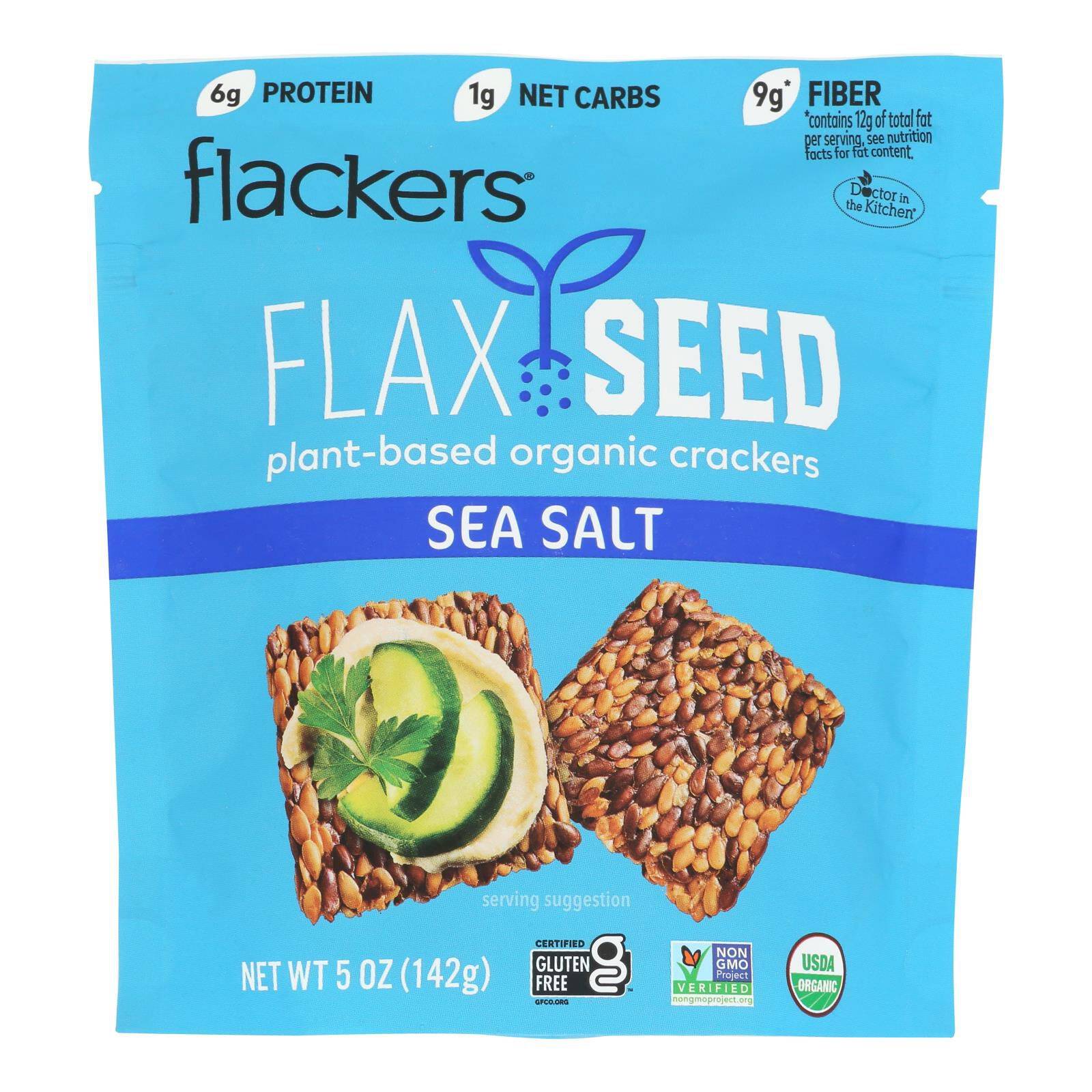 Organic Flax Seed Crackers - Sea Salt - Case Of 6, 5 Oz