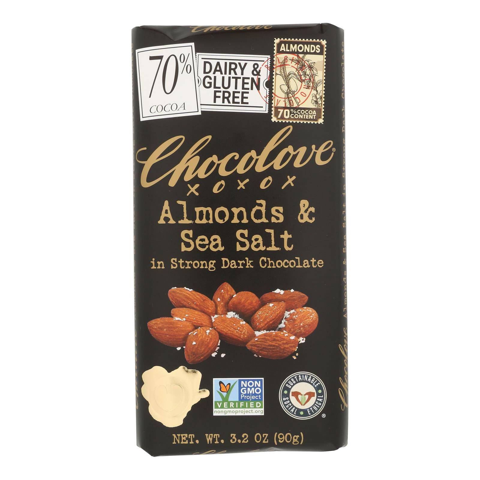 Almond Dark Chocolate Bar - Case Of 12, 3.2 Oz