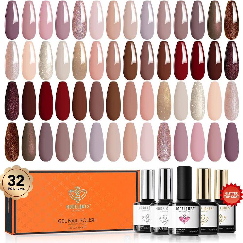 28 Shades Gel Nail Polish Set - Barely There