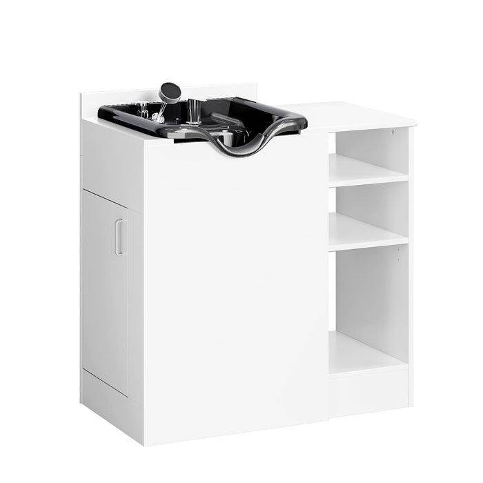 HWCOC Salon Wet Cabinet Station with Shampoo Bowl & Shelves