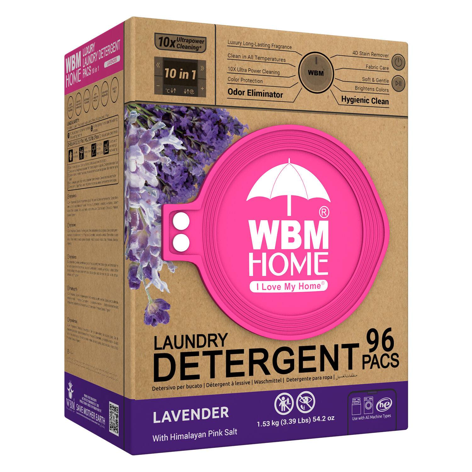 WBM 10-in-1 Laundry Pods with Softener & Scent Booster, 96 Count