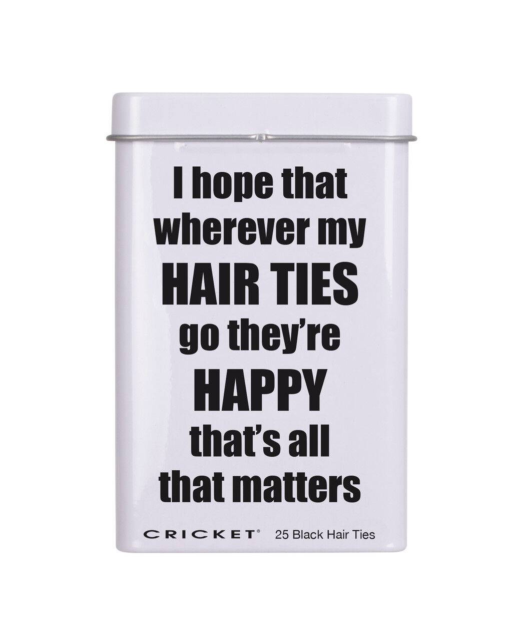 Happy Hair Ties Tin (25 Black Hair Ties)