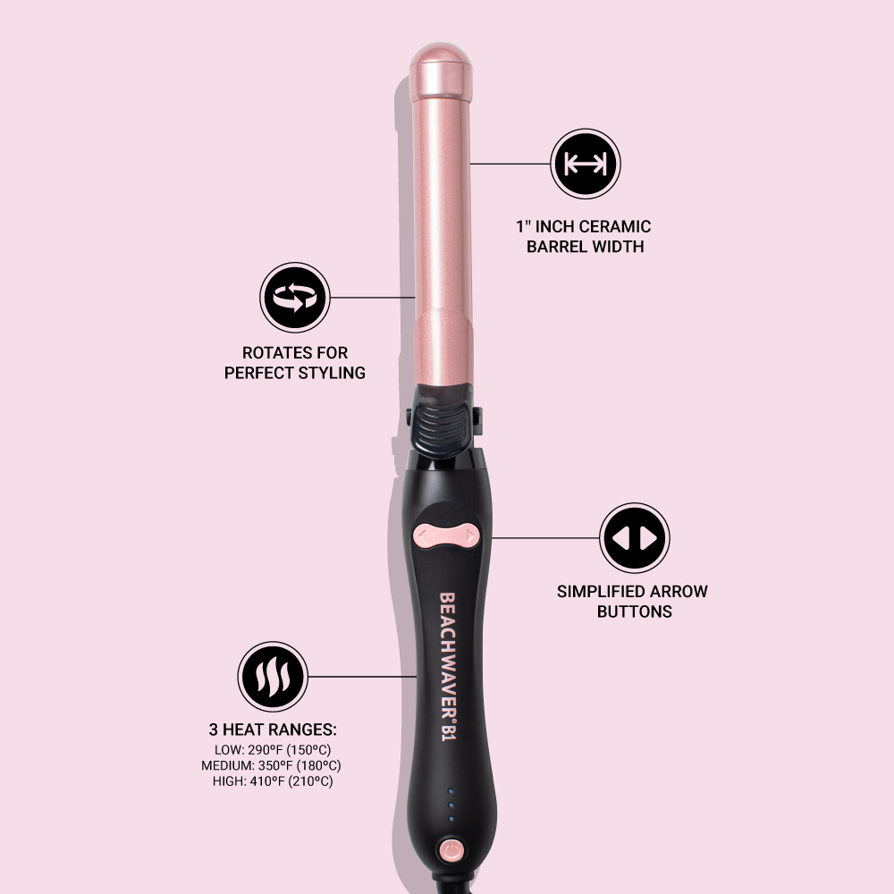 BEACHWAVER B1 - MIDNIGHT ROSE Rotating Curling Iron 1 / NEW