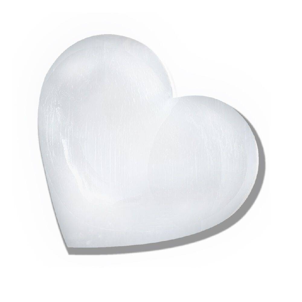 Himalayan Glow Selenite Heart Palm Stone &ndash; Healing Effects, 10 cm